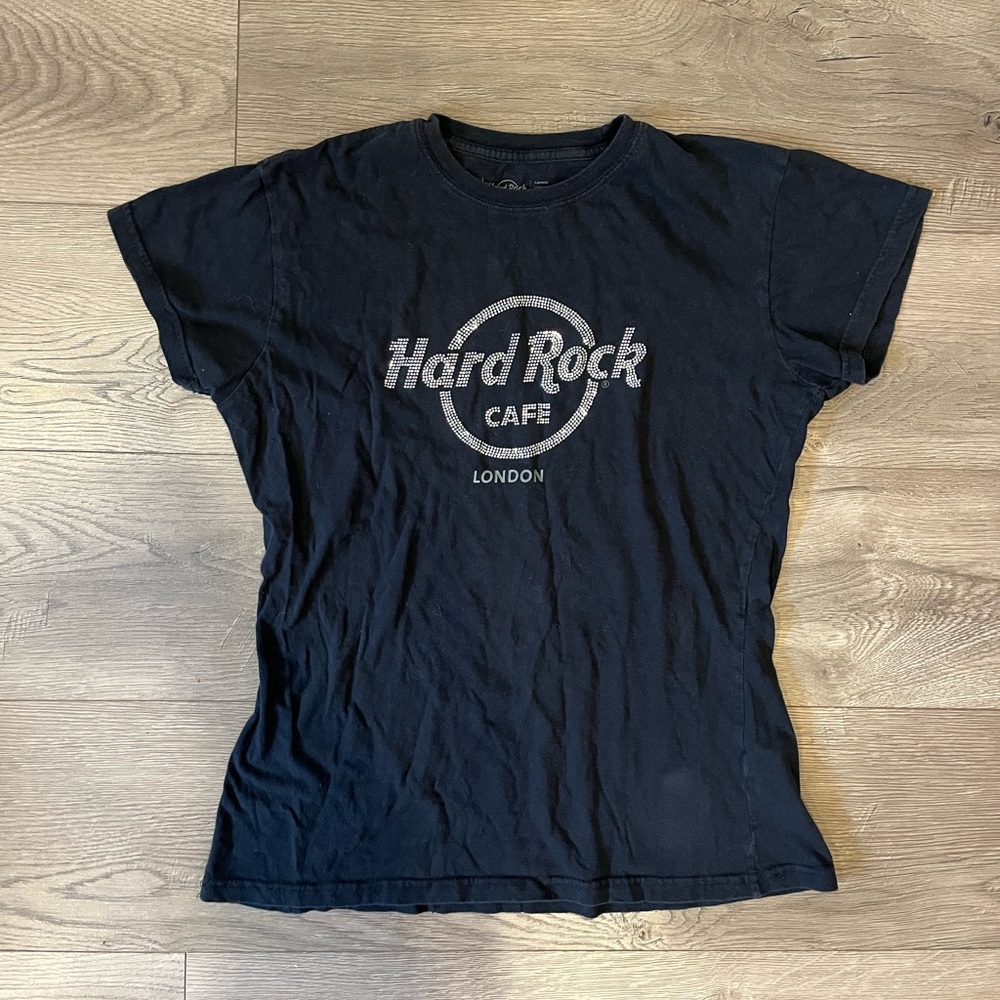 Hard Rock Cafe London Black Graphic Tee | Vintage Y2K Logo T-Shirt | Size S